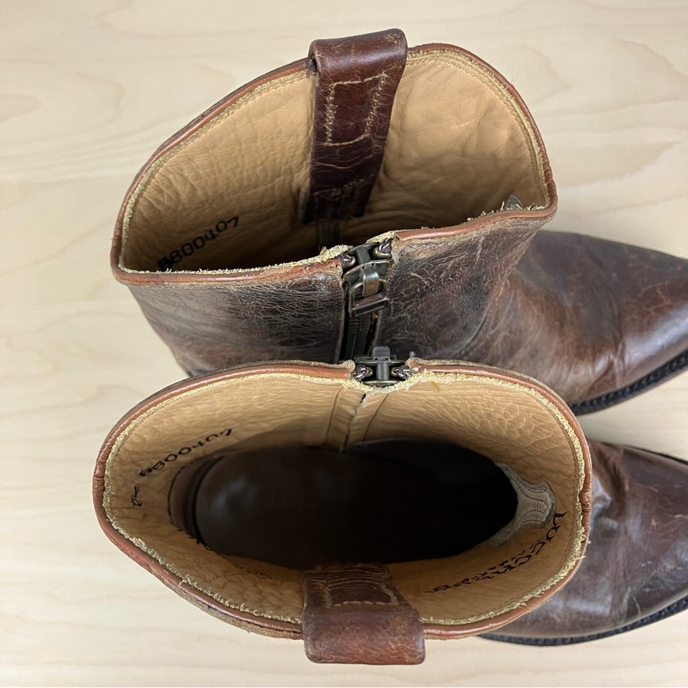 Lucchese Women’s Size 6.5 Brown Leather Western Ankle Booties Side Zip USA - Picture 9 of 13